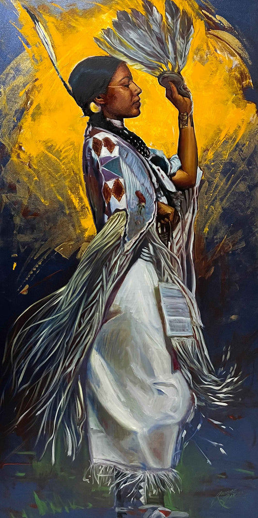 Shawl Dancer - 24x48" Acrylic & Oil on Canvas