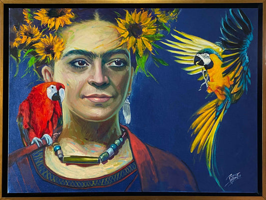 Sunflower Dreams of Frida - 42.5" x 32.5" Acrylic & Oil on Canvas