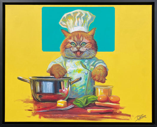 The Chef's Whiskers - 32.5 x 26.5" Acrylic & Oil on Canvas
