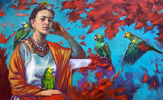 "Frida Kahlo & The Parrot Island" Fine Art Print
