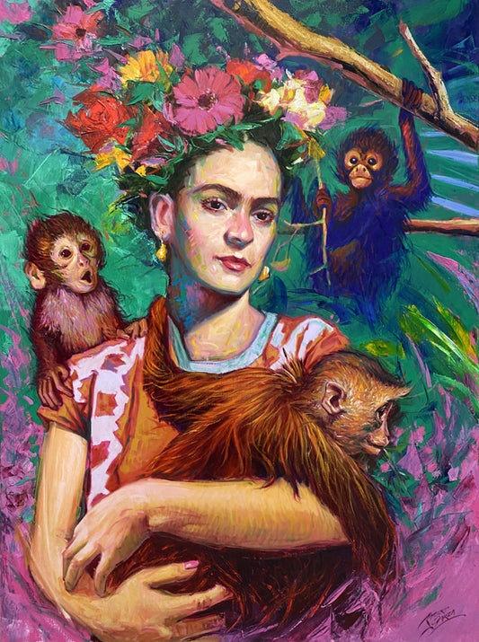 "Frida with Monkeys" Fine Art Print